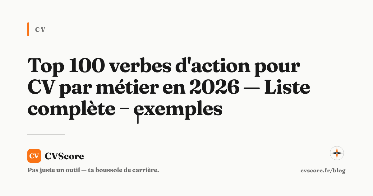 Top 100 verbes d'action pour CV par métier en 2026 — Liste complète + exemples